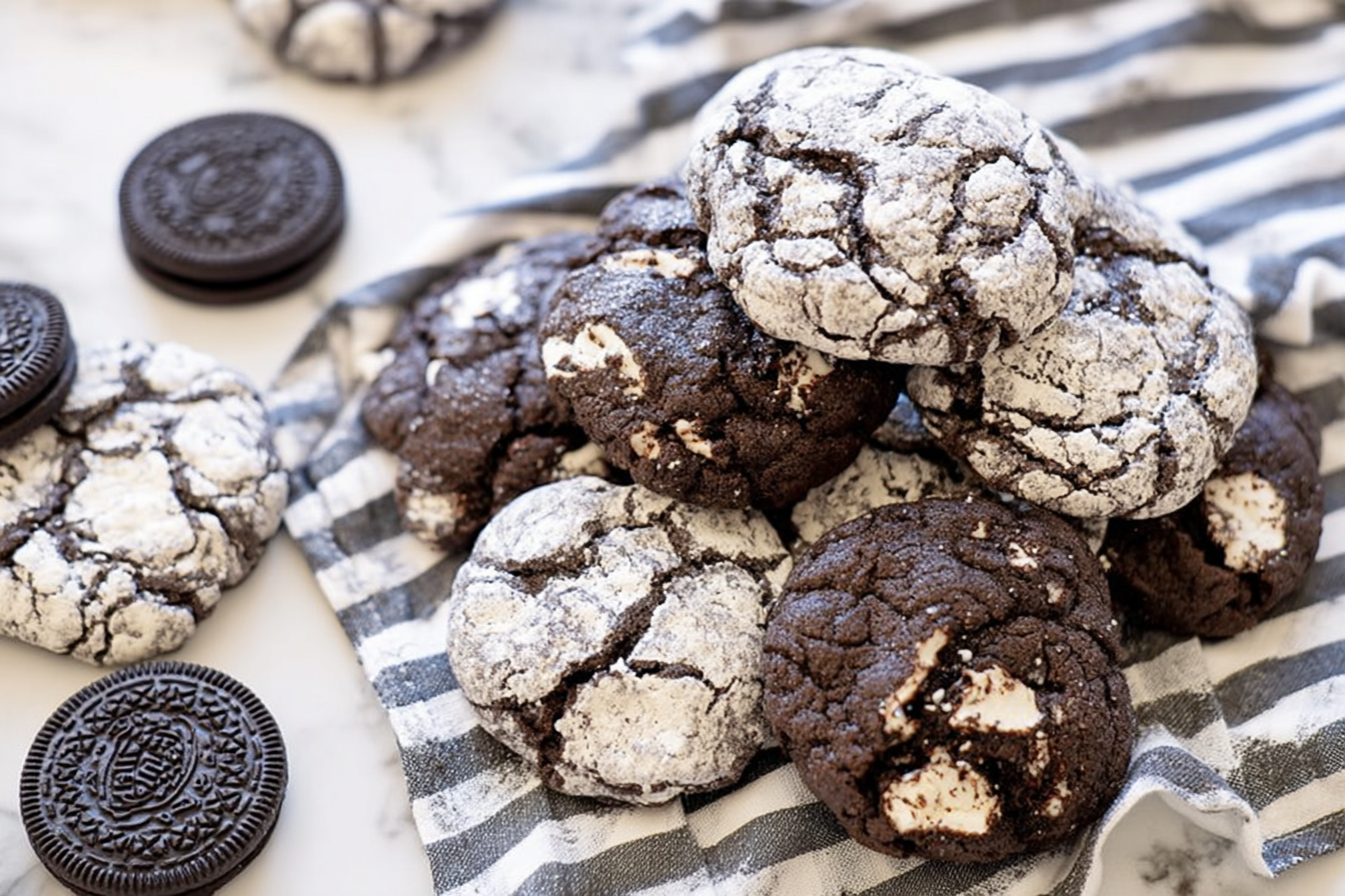 Chocolate Oreo Crinkle Cookies
