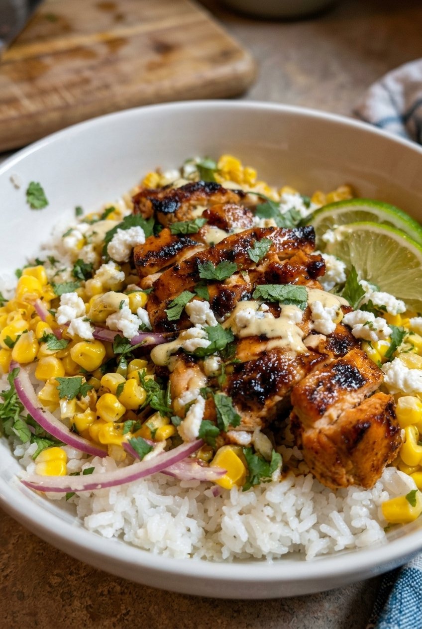 Street Corn Chicken Rice Bowl