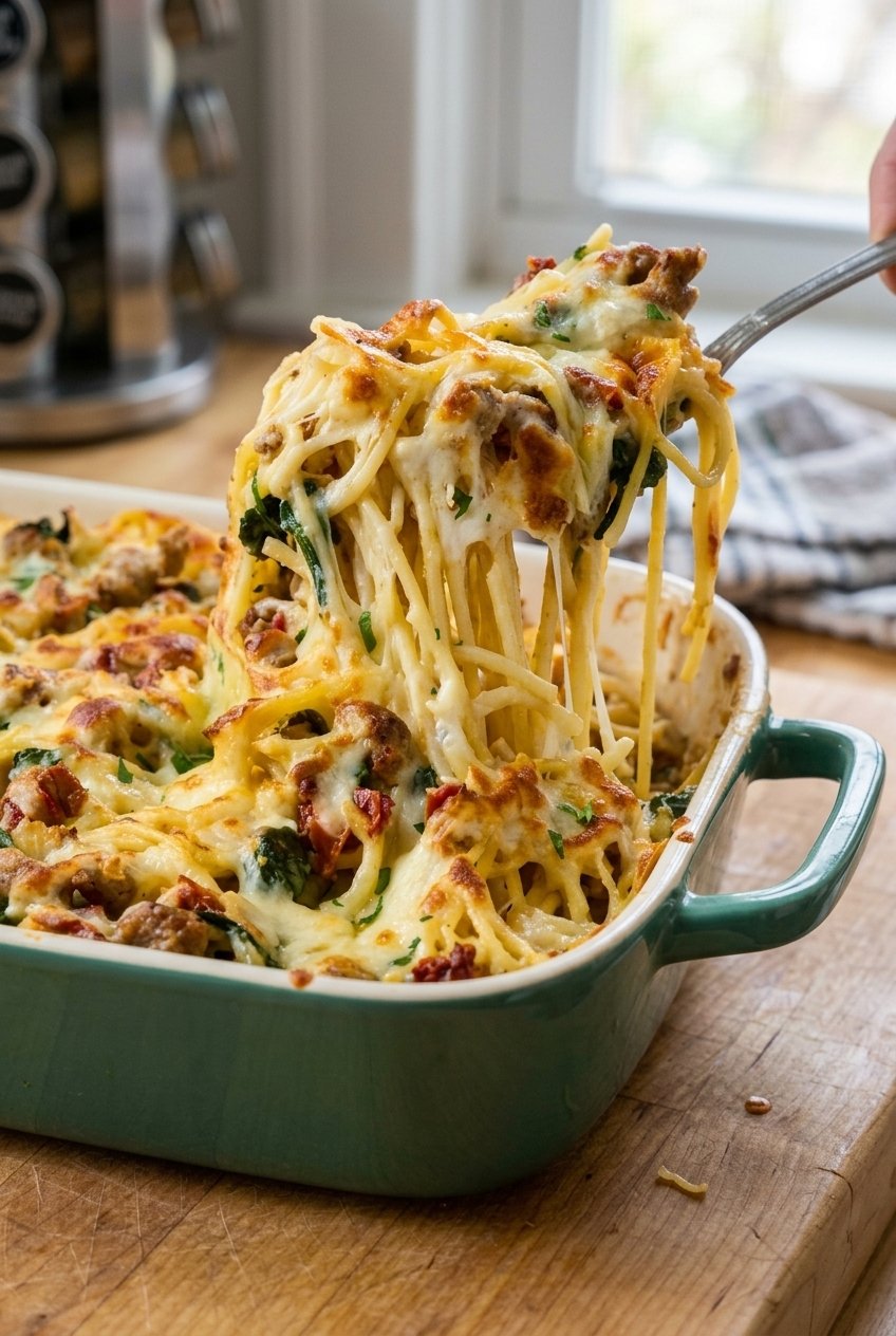 Tuscan Baked Spaghetti
