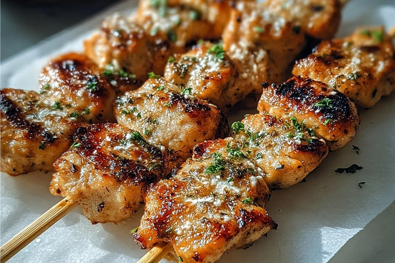 Garlic Parmesan Chicken Skewers