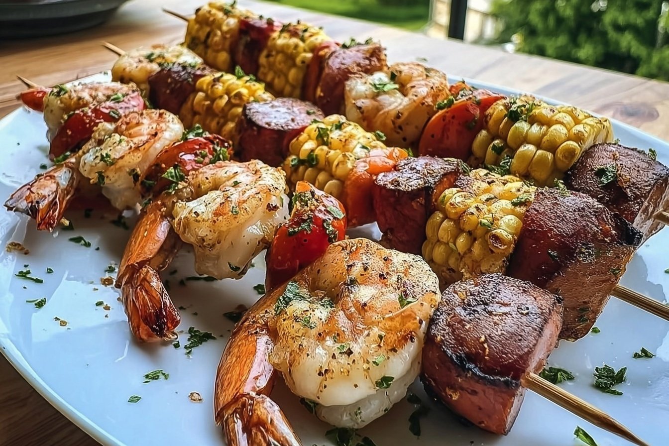 Mixed Seafood Kabobs Grilled to Perfection 4 Grilled Seafood Skewers