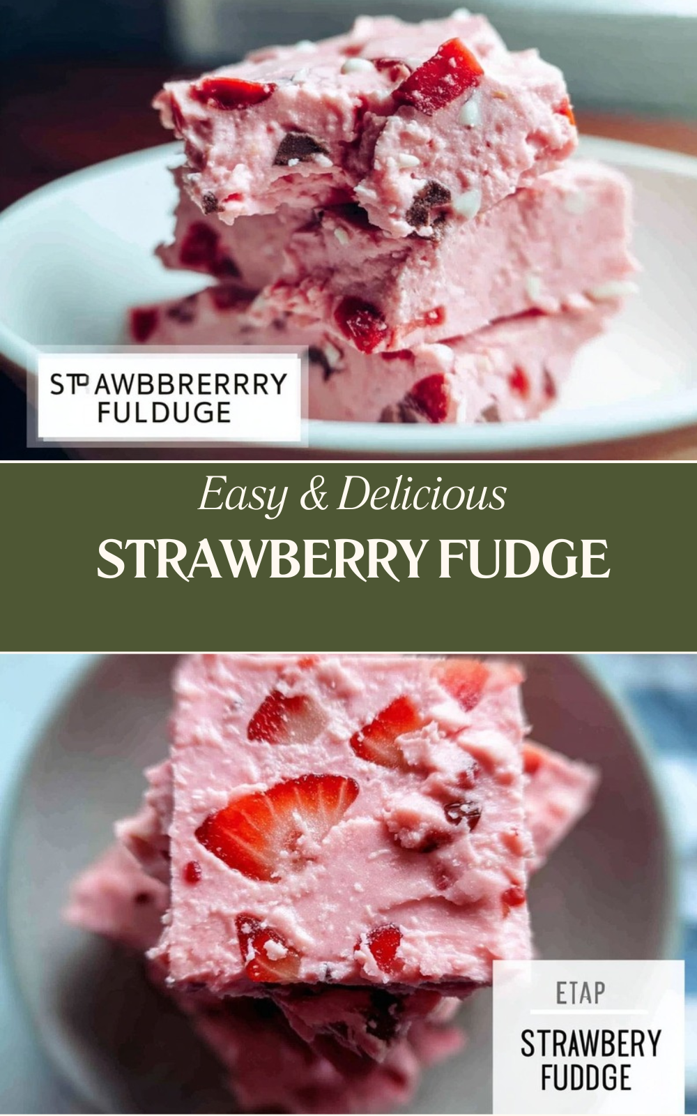 Strawberry 2 Ingredient Fudge Recipe 3 Strawberry Fudge